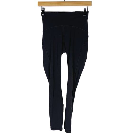 Lululemon Womens 4 Black Train Times 7/8 Leggings 25" Mesh Piecing Activewear - Picture 1 of 8